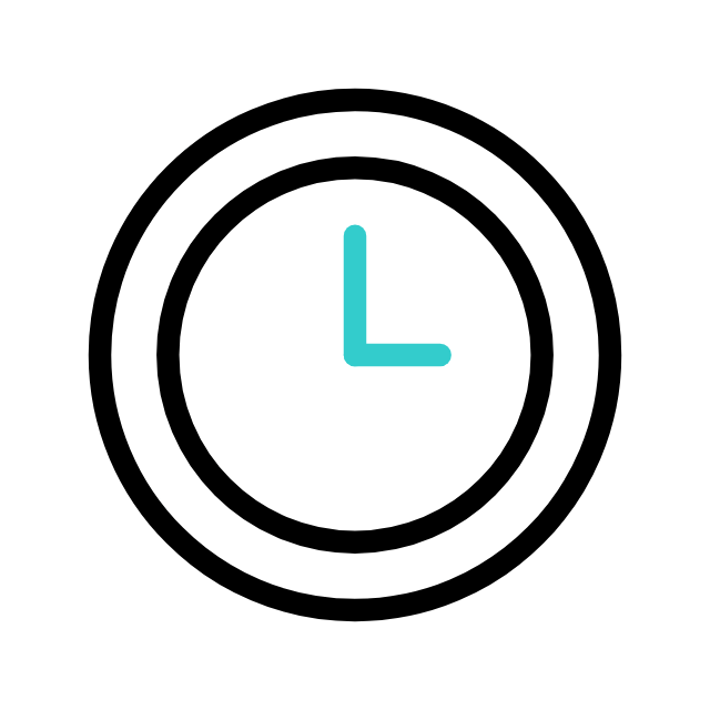 Clock graphic indicating business hours for Best Cleaners NY, highlighting operational times for customer convenience.